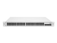 Cisco Meraki Cloud Managed MS350-48FP - Kytkin - L3 - Hallinnoitu - 48 x 10/100/1000 (PoE+) + 4 x 10 Gigabit SFP+ (maa-satelliittiyhteys) - telineeseen asennettava, työpöytä - PoE+ (740 W) MS350-48FP-HW