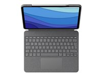 Logitech Combo Touch - Näppäimistö- ja kalvokotelo - sekä kosketuslevy - taustavalaistu - Apple Smart connector - QWERTY - Yhdysvaltain englanti kansainv. - hiekka malleihin Apple 11-inch iPad Pro (1. laitesukupolvi, 2. sukupolvi, 3. sukupolvi) 920-010256