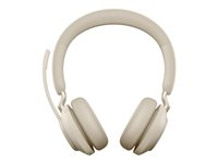 Jabra Evolve2 65 UC Stereo - Kuulokkeet + mikrofoni - korvien päällä - Bluetooth - langaton - USB-A - melua vaimentava - beige 26599-989-998