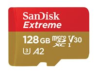 SanDisk Extreme - Flash-muistikortti - 128 Gt - A2 / Video Class V30 / UHS-I U3 / Class10 - microSDXC UHS-I SDSQXAA-128G-GN6GN