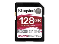 Kingston Canvas React Plus - Flash-muistikortti - 128 Gt - Video Class V60 / UHS-II U3 / Class10 - SDXC UHS-II SDR2V6/128GB