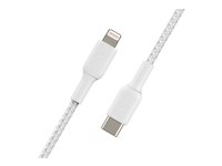 Belkin BOOST CHARGE - Salamakaapeli - 24 pin USB-C uros to Lightning uros - 2 m - valkoinen - USB-virransyöttö (18 W) CAA004BT2MWH