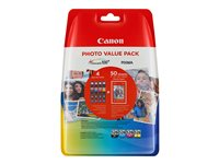 Canon CLI-526 C/M/Y/BK Photo Value Pack - 4 pakettia - 9 ml - musta, keltainen, sinivihreä, magenta - alkuperäinen - 100 x 150 mm 50 arkki (arkit) kuplapakkaus - mustesäiliö / paperisarja malleihin PIXMA iP4950, iX6550, MG5250, MG5350, MG6150, MG6250, MG8150, MG8250, MX715, MX885, MX895 4540B017