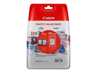 Canon PG-545 XL/CL-546XL Photo Value Pack - 2 pakettia - Tuottoisa - musta, väri (sinivihreä, sinipunainen, keltainen) - alkuperäinen - 100 x 150 mm 50 arkki (arkit) kuplapakkaus - mustekasetti/paperipaketti malleihin PIXMA TR4551, TR4650, TR4651, TS3350, TS3351, TS3352, TS3355, TS3450, TS3451, TS3452 8286B006