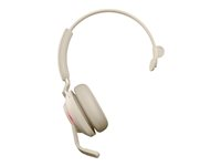 Jabra Evolve2 65 UC Mono - Kuulokkeet + mikrofoni - korvien päällä - muunneltava - Bluetooth - langaton - USB-A - melua vaimentava - beige - sekä latausalusta 26599-889-988