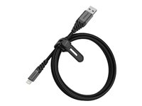 OtterBox Premium - Salamakaapeli - USB uros to Lightning uros - 1 m - tumma tuhkanmusta 78-52643