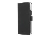 Insmat Exclusive Flip Case - Läppäkansi matkapuhelimelle - paperi, pahvi, nahka, polykarbonaatti, puuvilla, alumiinifolio - musta malleihin Apple iPhone 12 Pro Max 650-2880