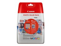 Canon CLI-571 XL C/M/Y/BK Photo Value Pack - 4 pakettia - 11 ml - musta, keltainen, sinivihreä, magenta - alkuperäinen - mustesäiliö / paperisarja malleihin PIXMA TS5051, TS5053, TS5055, TS6050, TS6051, TS6052, TS8051, TS8052, TS9050, TS9055 0332C005