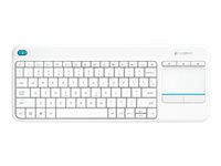 Logitech Wireless Touch Keyboard K400 Plus - Näppäimistö - langaton - 2.4 GHz - Pohjoismaat - valkoinen 920-007142