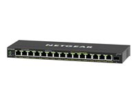 NETGEAR Plus GS316EPP - Kytkin - Hallinnoitu - 15 x 10/100/1000 (PoE+) + 1 x SFP - työpöytä, seinään asennettava - PoE+ (231 W) GS316EPP-100PES