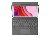 Logitech Combo Touch - Näppäimistö- ja kalvokotelo - sekä kosketuslevy - taustavalaistu - Apple Smart connector - QWERTY - Iso-Britannia - grafiitti malleihin Apple 10.2-inch iPad (7. sukupolvi, 8. sukupolvi, 9. sukupolvi) 920-009629