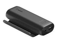 Belkin BoostCharge - Play Series - virtapankki - 5000 mAh - 12 watti(a) - 2 lähtöliittimet (USB, 24 pin USB-C) - johdossa: USB-C - musta BPZ001BTBK