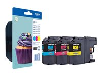 Brother LC123 RainbowPack - Keltainen, sinivihreä, magenta - alkuperäinen - kuplapakkaus - mustepatruuna malleihin Brother DCP-J100, J105, J132, J152, J172, J552, J752, MFC-J245, J650, J6520, J6720, J6920 LC123RBWBP