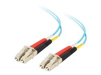 C2G LC-LC 10Gb 50/125 OM3 Duplex Multimode PVC Fiber Optic Cable (LSZH) - Verkkokaapeli - monimuoto LC (uros) to monimuoto LC (uros) - 50 m - kuituoptinen - kaksipuolinen (duplex) - 50 / 125 micron - OM3 - ei sisällä halogeenia - sinivihreä 85558