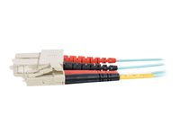 C2G LC-SC 10Gb 50/125 OM3 Duplex Multimode PVC Fiber Optic Cable (LSZH) - Verkkokaapeli - SC (monitila) (uros) to monimuoto LC (uros) - 5 m - kuituoptinen - kaksipuolinen (duplex) - 50 / 125 micron - OM3 - ei sisällä halogeenia - sinivihreä 85534