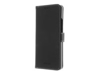 Insmat Exclusive - Läppäkansi matkapuhelimelle - aito nahka, polykarbonaatti, kartonki + paperi + alumiinifolio, puuvillaompeleet - musta malleihin Sony XPERIA 10 IV 650-3086