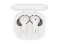 Belkin SoundForm Motion - Aidosti langattomat kuulokkeet mikrofonilla varustettu - korvansisäiset - Bluetooth - aktiivinen melunpoisto - melua vaimentava - valkoinen AUC010BTWH