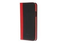 Insmat Exclusive - Läppäkansi matkapuhelimelle - polyuretaani, polykarbonaatti, puuvillaompeleet, cardboard+paper - musta / punainen malleihin Apple iPhone X, XS 650-2634