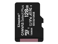 Kingston Canvas Select Plus - Flash-muistikortti - 128 Gt - A1 / Video Class V10 / UHS Class 1 / Class10 - microSDXC UHS-I SDCS2/128GBSP