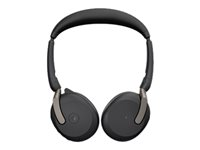 Jabra Evolve2 65 Flex MS Stereo - Kuulokkeet + mikrofoni - korvien päällä - Bluetooth - langaton - aktiivinen melunpoisto - USB-C - musta - sertifioitu Microsoft Teamsille 26699-999-899