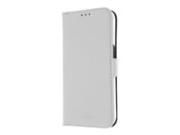 Insmat Exclusive - Läppäkansi matkapuhelimelle - aito nahka, polykarbonaatti, kartonki + paperi + alumiinifolio - valkoinen malleihin Apple iPhone 15 Pro 650-3190
