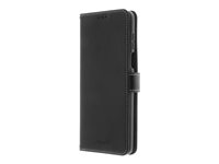 Insmat - Läppäkansi matkapuhelimelle - nahka, polykarbonaatti, kartonki + paperi + alumiinifolio, 2 magneettia - musta malleihin Motorola Moto G73, G73 5G 650-3163