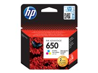 HP 650 - Väri (sinivihreä, sinipunainen, keltainen) - alkuperäinen - mustepatruuna malleihin Deskjet Ink Advantage 2515, Ink Advantage 3515 CZ102AE#BHK