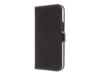 Insmat Exclusive - Läppäkansi matkapuhelimelle - aito nahka, termoplastinen polyuretaani (TPU), kartonki + paperi + alumiinifolio, puuvillaompeleet - musta malleihin Apple iPhone 13 Pro Max 650-3003
