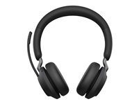 Jabra Evolve2 65 MS Stereo - Kuulokkeet + mikrofoni - korvien päällä - Bluetooth - langaton - USB-A - melua vaimentava - musta - sekä latausalusta - sertifioitu Microsoft Teamsille 26599-999-989