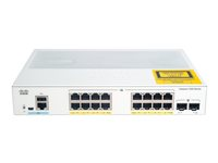 Cisco Catalyst 1000-16P-2G-L - Kytkin - Hallinnoitu - 16 x 10/100/1000 (PoE+) + 2 x Gigabit SFP (uplink) - telineeseen asennettava - PoE+ (120 W) C1000-16P-2G-L