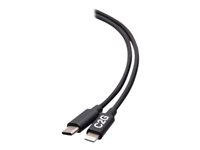C2G 10ft (3m) USB-C Male to Lightning Male Sync and Charging Cable - Black - Salamakaapeli - 24 pin USB-C uros to Lightning uros - 3.05 m - musta - USB-virransyöttö (20 W), up to 480 Mbps C2G54557