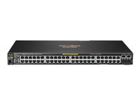 HPE Aruba 2530-48-PoE+ - Kytkin - Hallinnoitu - 48 x 10/100 + 2 x combo Gigabit SFP + 2 x 10/100/1000 - työpöytä, telineeseen asennettava, seinään asennettava - PoE+ J9778A#ABB