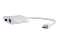 C2G 20cm Mini DisplayPort to HDMI or VGA Adapter Converter 4K UHD - White - Näyttösovitin - Mini DisplayPort uros to 15 pin D-Sub (DB-15), HDMI naaras - 20.3 cm - suojattu - valkoinen - 4K-tuki 80936