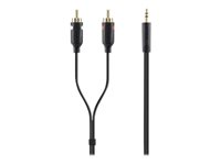 Belkin - Äänikaapeli - RCA x 2 uros to mini-phone stereo 3.5 mm uros - 2 m - kaksoiseristetty F3Y116BT2M