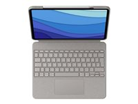 Logitech Combo Touch - Näppäimistö- ja kalvokotelo - sekä kosketuslevy - taustavalaistu - Apple Smart connector - QWERTY - espanjalainen - hiekka malleihin Apple 12.9-inch iPad Pro (5th generation) 920-010219