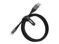 OtterBox Premium - Salamakaapeli - USB uros to Lightning uros - 2 m - tumma tuhkanmusta 78-52644