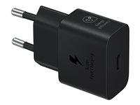 Samsung EP-T2510X - Verkkosovitin - with data cable - 25 watti(a) - 3 A - PD 3.0, SFC, PD/PPS (24 pin USB-C) - johdossa: USB-C - musta EP-T2510XBEGEU