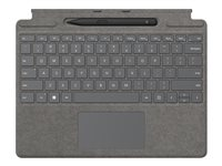 Microsoft Surface Pro Signature Keyboard - Näppäimistö - sekä kiihtyvyysmittari, kosketuslevy, Surface Slim Pen 2:n tallennus- ja latausalusta - QWERTY - Kansainvälinen englanti - platina - kaupallinen - sekä Slim Pen 2 malleihin Surface Pro 8 8X8-00067